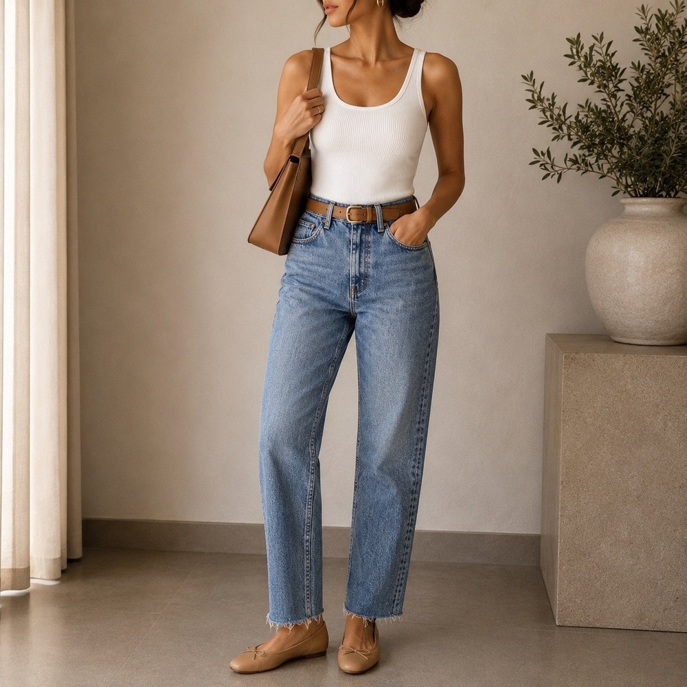 Zara High Rise Straight Leg Jeans Womens 26 Blue Raw Hem Capsule Denim Vintage